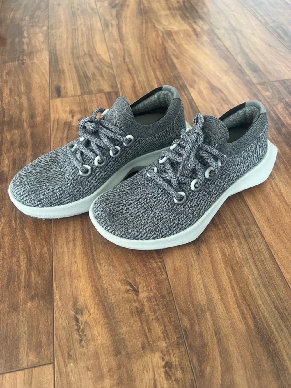Allbird Grey Knit Lace-Up Sneakers - Lightweight Casual Shoes